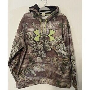Under Armour Big logo Hooded Fleece Sweatshirt realtree max-1 Camo Mens M Loose